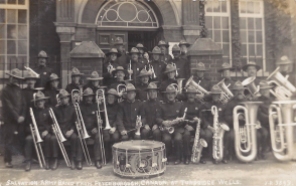 Postcard of the Salvation Army Band from Peterborough, Canada at Tunbridge Wells, June 1914.